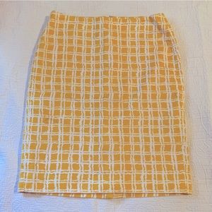 Yellow & White Striped Talbots Pencil Skirt